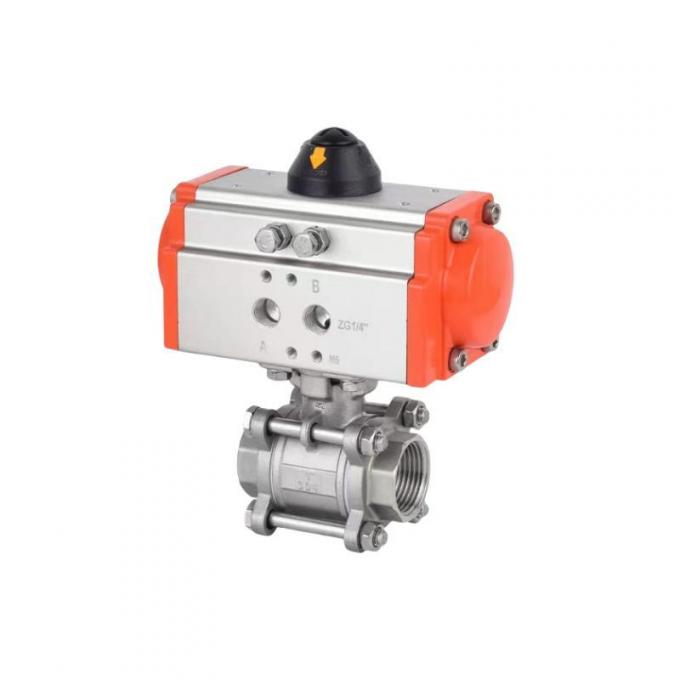 1/2′′ to 4′′ Threaded 3 PC Stainless Steel Pneumatic Actuator Ball Valve