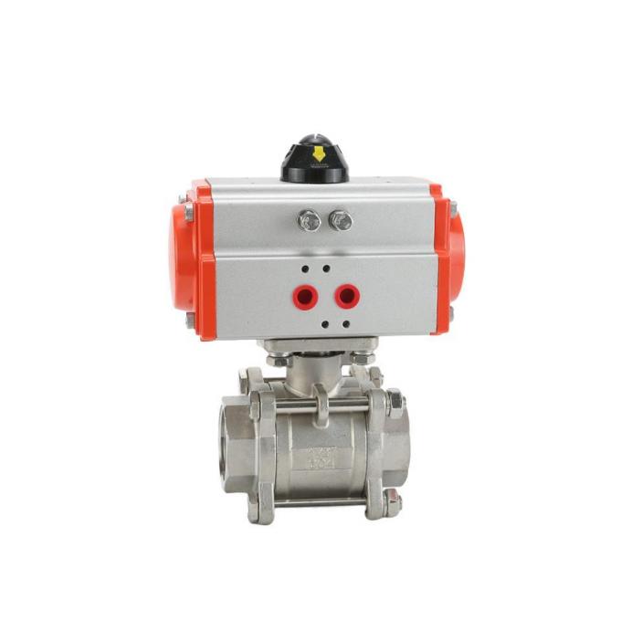 1/2′′ to 4′′ Threaded 3 PC Stainless Steel Pneumatic Actuator Ball Valve